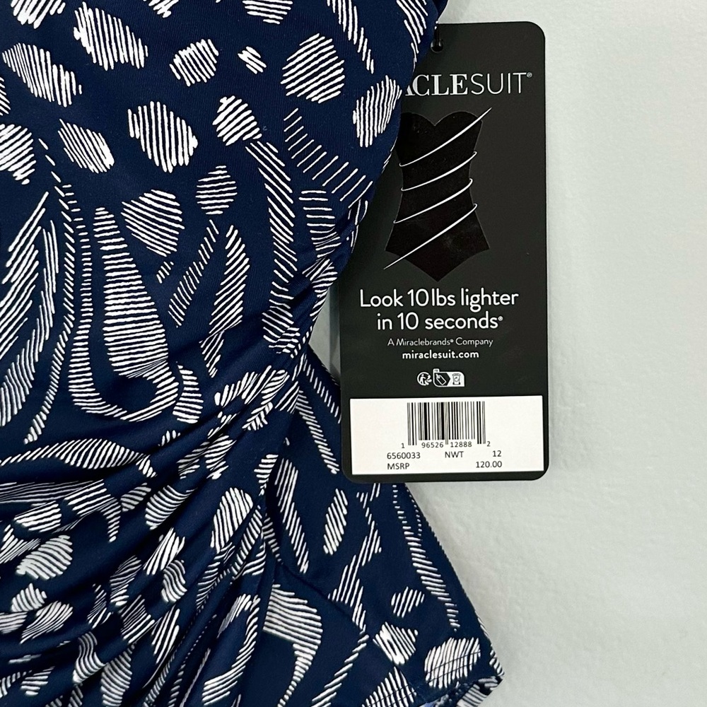 MIRACLESUIT NWT Navy Blue & White Blockbuster One Piece Underwire V-neck - Picture 7 of 16